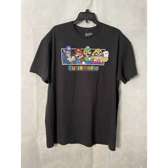 Super Mario Graphic T-Shirt Uni-Sex Black Size L - Picture 1 of 4